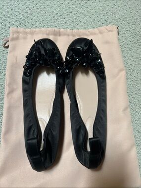 Simone Rocha Embellished Satin Flat in Black Size 9 NWOB